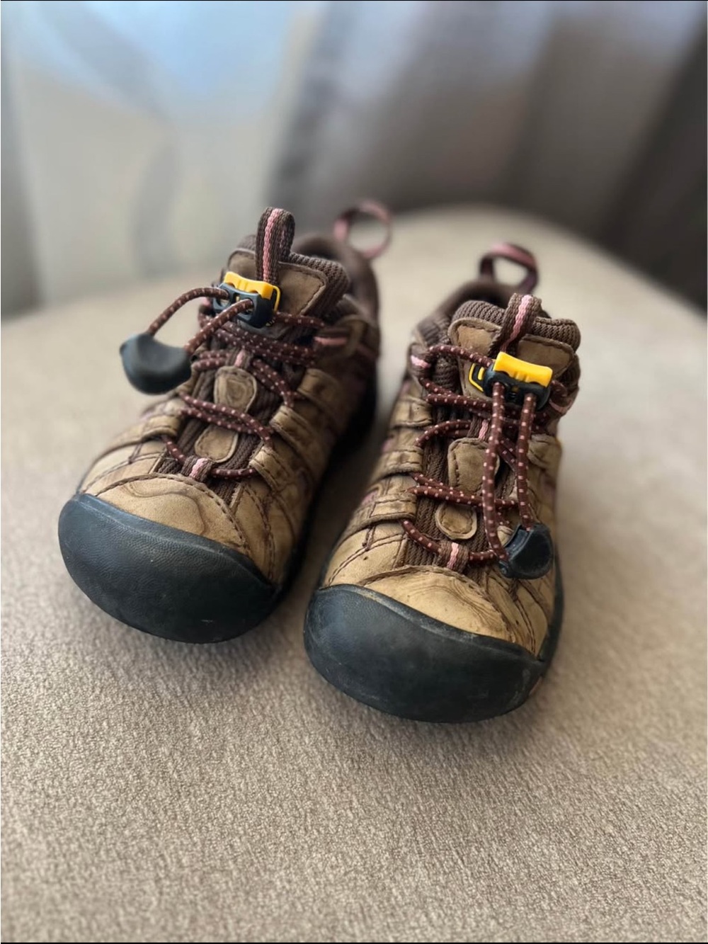 Kids Brown Outdoor Hiking Shoes with Quick-Tie Laces